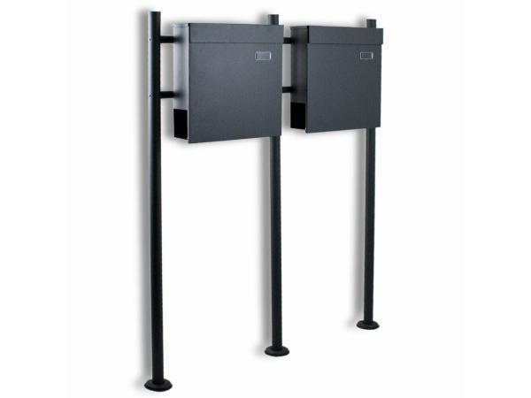 Brievenbus dubbel met krantenvak donkergrijs