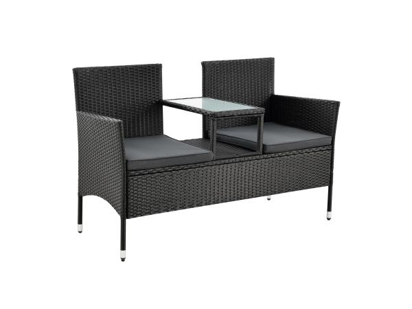 Tuinbank Monaco - Polyrotan zwart/grijs