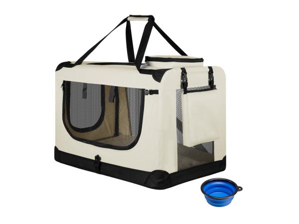 Hondetransportbox M opvouwbaar 42 x 60 x 44 cm beige