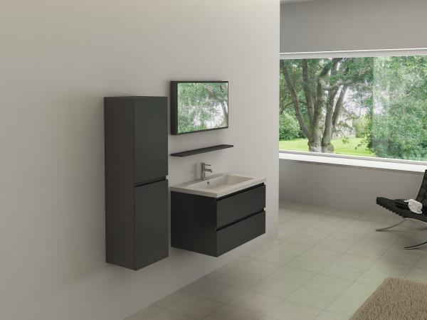 1-persoons badkamermeubel 80 cm - donkergrijs - Incl. kranen