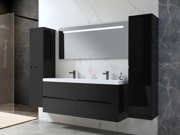 Badkamermeubel 145 cm - Hoogglans zwart