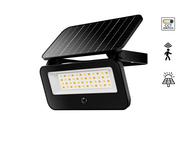 6x Solar 400lm LED 3in1 kleur CCT Breedstraaler met Sensor