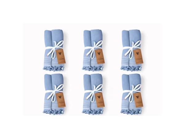 6x Walra Hamamdoek XXL - 200x200cm - Blauw