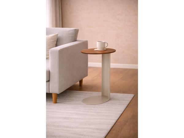 Bijzettafel Walnoot (set van 2) - Notenhout bruin - Creme 