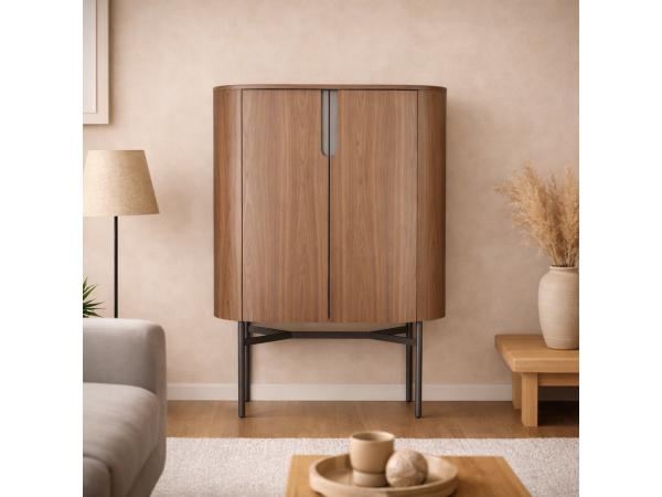 Wandkast Walnoot - 130cm - Notenhout bruin - Bronze