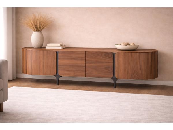 Tv dressoir Walnoot - 200cm - Notenhout bruin - bronze
