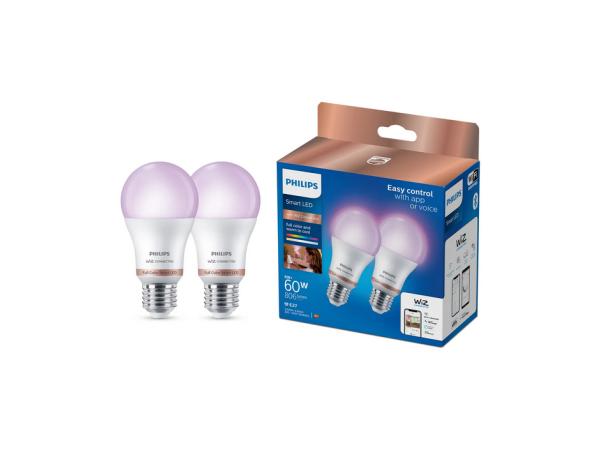 Slimme LED peertjes  Philips ledlamp A60 gekleurd E27 8W