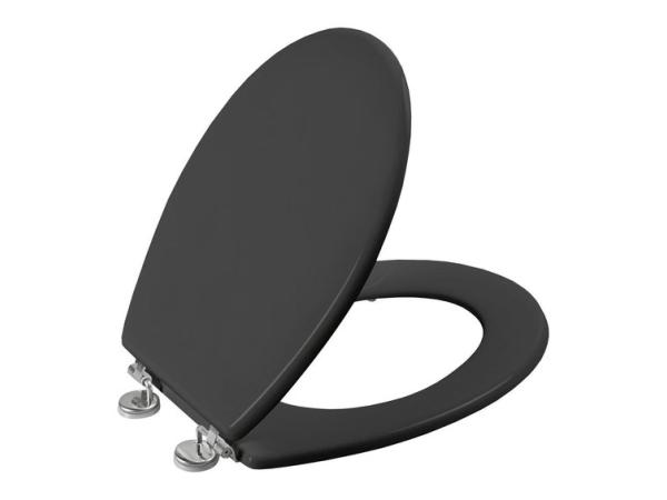 Allibert wc-bril BOLIVA - geperst hout - verchroomde scharnieren - grijs gelakt