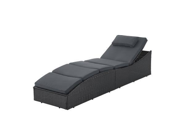Ligbed / Zonnebed Lamia - Zwart - Polyrotan