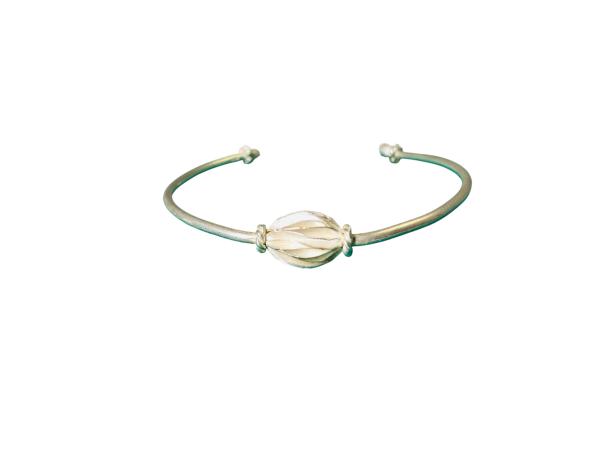 Zilverkleurige Bangle Armband met Geribbeld Ornament
