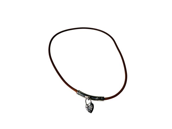 Lotta from Stockholm | Lederen Ketting met Hart-Hangslot