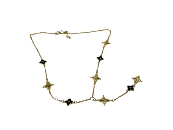 Goudkleurige Ketting met Klaver en Ster Motieven