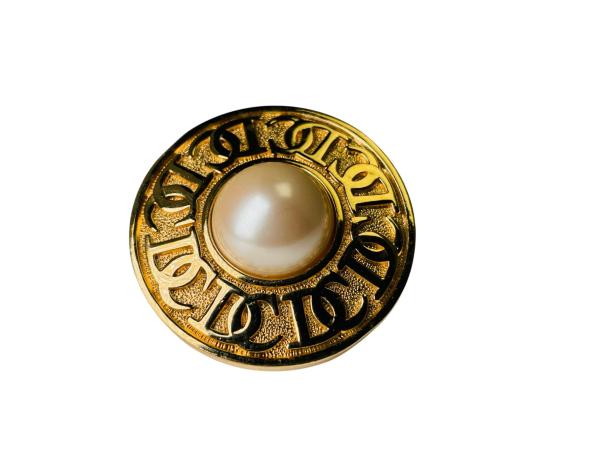 Christian Dior | Vintage Sjaalclip met Parel & CD Logo