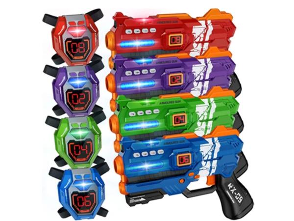 iTeck Lasergame Set 4 Pistolen + Targets Kinderen
