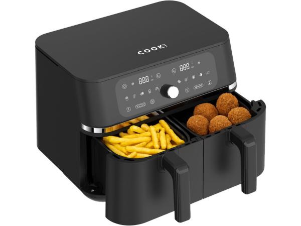 COOK-IT dubbele airfryer XXL 9L 2x4,5L touchscreen