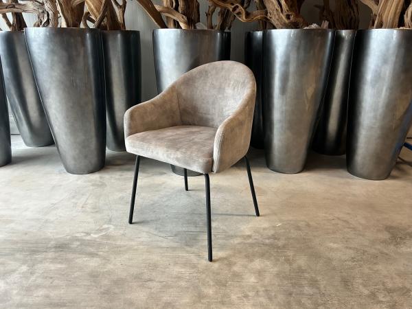 Eetkamerstoel Bo (set van 6) Velvet - Velours - Licht Grijs
