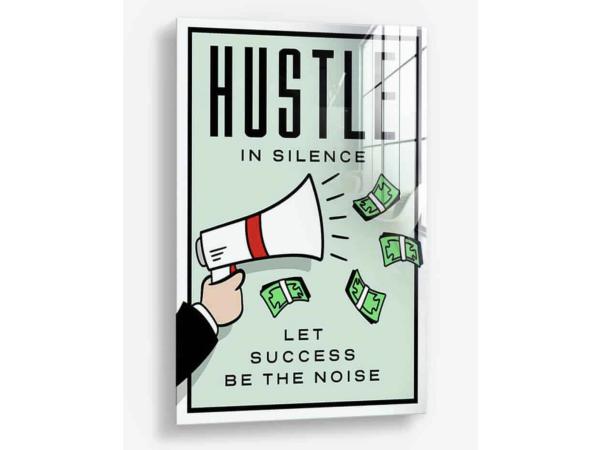 Hustle in Silence glasschilderij 60x80cm