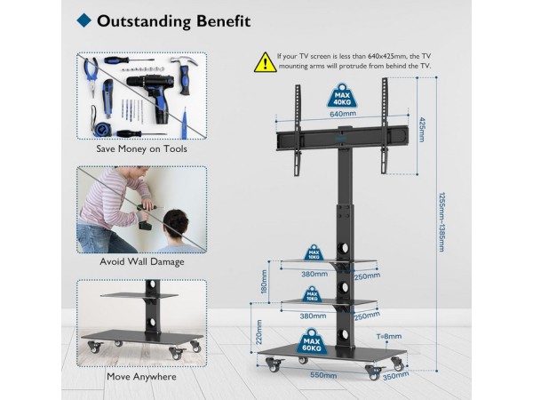 BONTEC Tv-standaard met wielen1