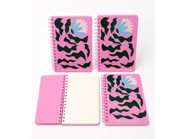 4x Spiraal Notitieboek Roze Bloem Design