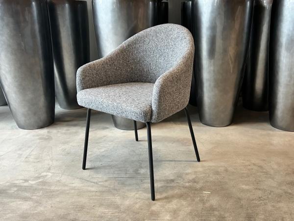 Eetkamerstoel Bo (set van 6) Linnenstof - Donker Grijs