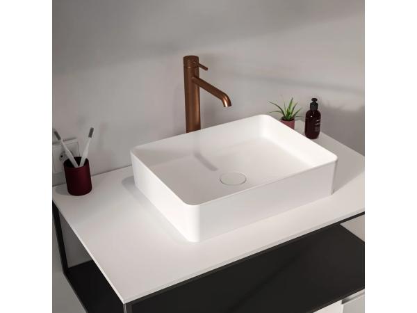 Storke Recta opbouwwaskom Solid Surface mat wit 35x45