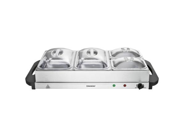 Buffetverwarmer 300W Inclusief 4 RVS Schalen Met Deksel