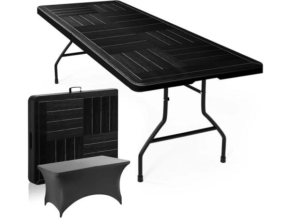 Duerte luxe klaptafel 180x76 cm met grijze tafelrok