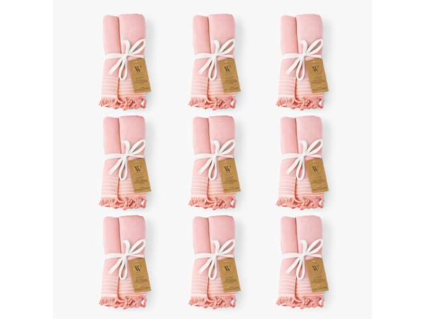 9x Walra Hamamdoek 90x180CM Poeder Roze