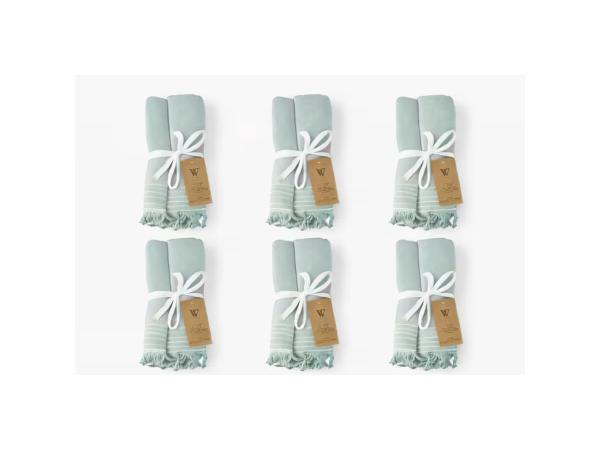 6x Walra Hamamdoek XXL - 200x200cm - Mint