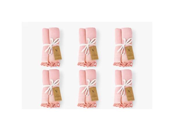 6x Walra Hamamdoek XXL - 200x200cm - Poeder Roze