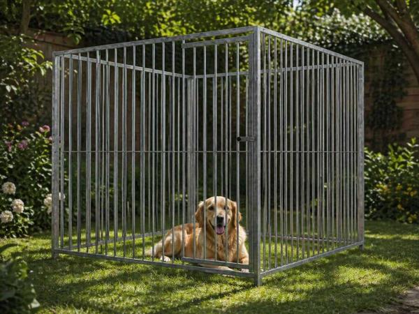 Stalen hondenkennel verzinkt - 200x200x184 cm