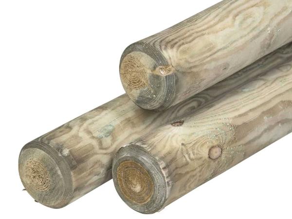 50x Grenen paal rond gefreesd geïmpregneerd 240x10x10cm