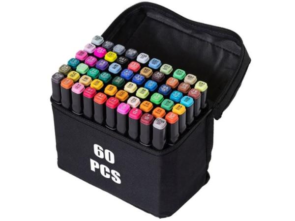 DOUBLE-SIDED ALCOHOL MARKERS SET 60 kleuren