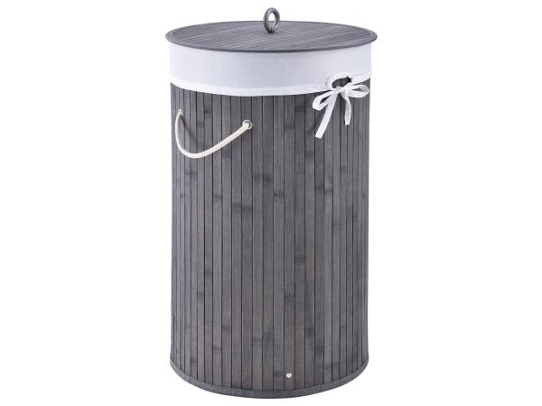 Bamboe wasmand Curly - 55 liter - grijs - incl. waszak & deksel
