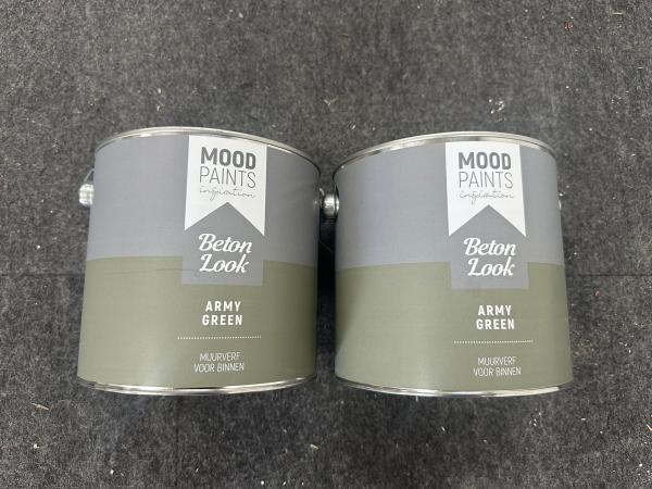 2x Moodpaints muurverf betonlook Army Green 2,5L