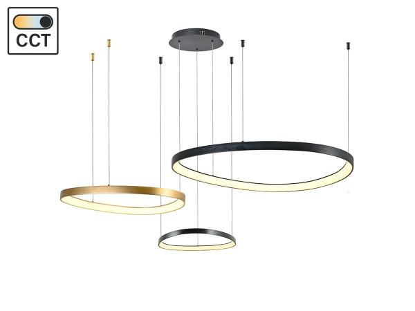 Hanglamp Zwart en Goud Trio Ring 160W LED CCT 3 Kleur