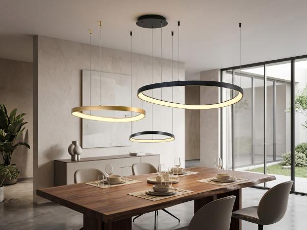 Hanglamp Zwart en Goud Trio Ring 160W LED CCT 3 Kleur