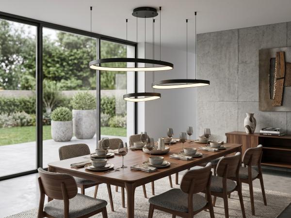 Hanglamp Zwart 42cm&62cm&82cm Trio Ring 160W LED CCT 3 Kleur