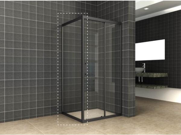 Zijwand 900x2000 mat-zwart 8mm NANO