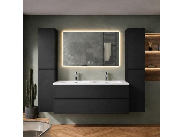 Badkamer meubel Set 120 cm met kolomkasten mat zwart 