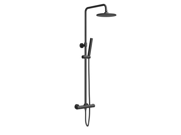 Rond Thermostatische Regendoucheset Mat zwart 