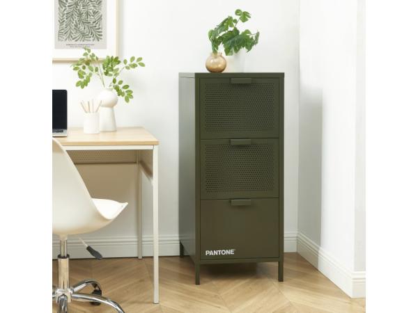 Pantone Nino metalen ladeblok 3 lades 105 cm olijf