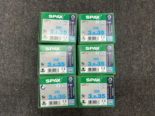 6x SPAX spaanplaatschroef 3,5 x 35 mm is een RVS schroef