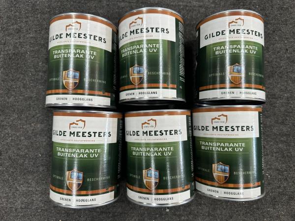 6x 1L Gilde Meesters Transparante Buitenlak UV - Grenen