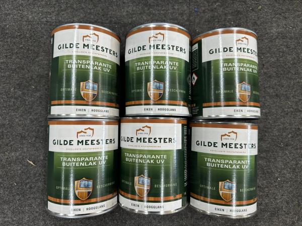 6x 1L Gilde Meesters Transparant Buitenlak UV - Eiken | Hoog