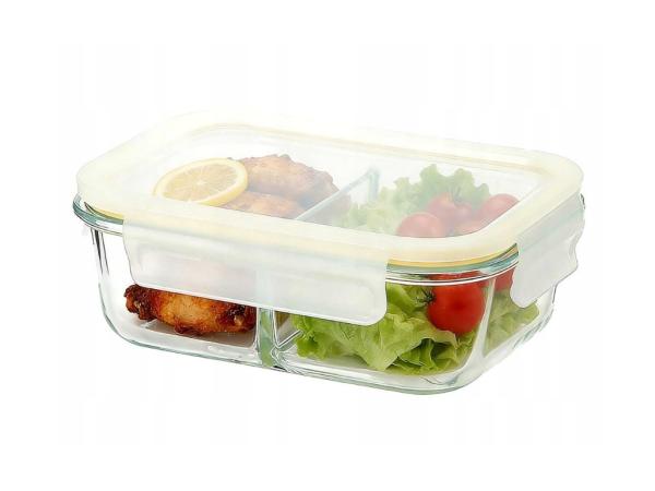 Glazen Lunchbox 1000 ml – Lekvrije Meal Prep  met Verdeling