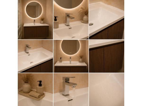Luxe badkamer meubel 80CM donker wallnoot zonder spiegel