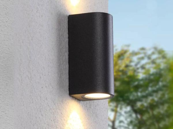 4x Wandlamp halfrond GU10 duo fitting zwart waterdicht