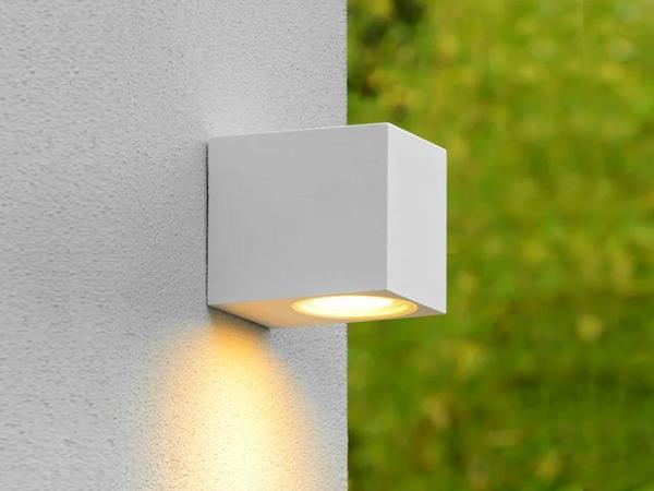 8x Wandlamp modern rechthoekig GU10 fitting zand wit waterdicht