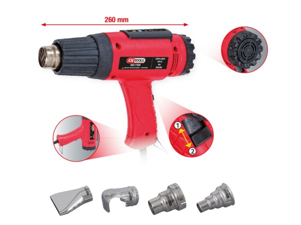 KS Tools Heteluchtpistool set inclusief 4 opzetstukken